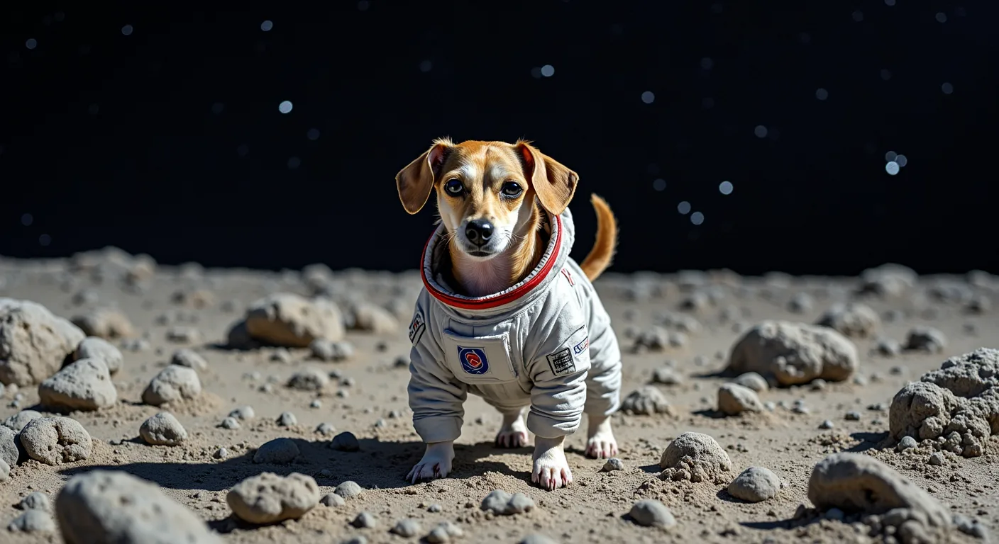 AI-generated astronaut dog photo made with Dress Up My Pet