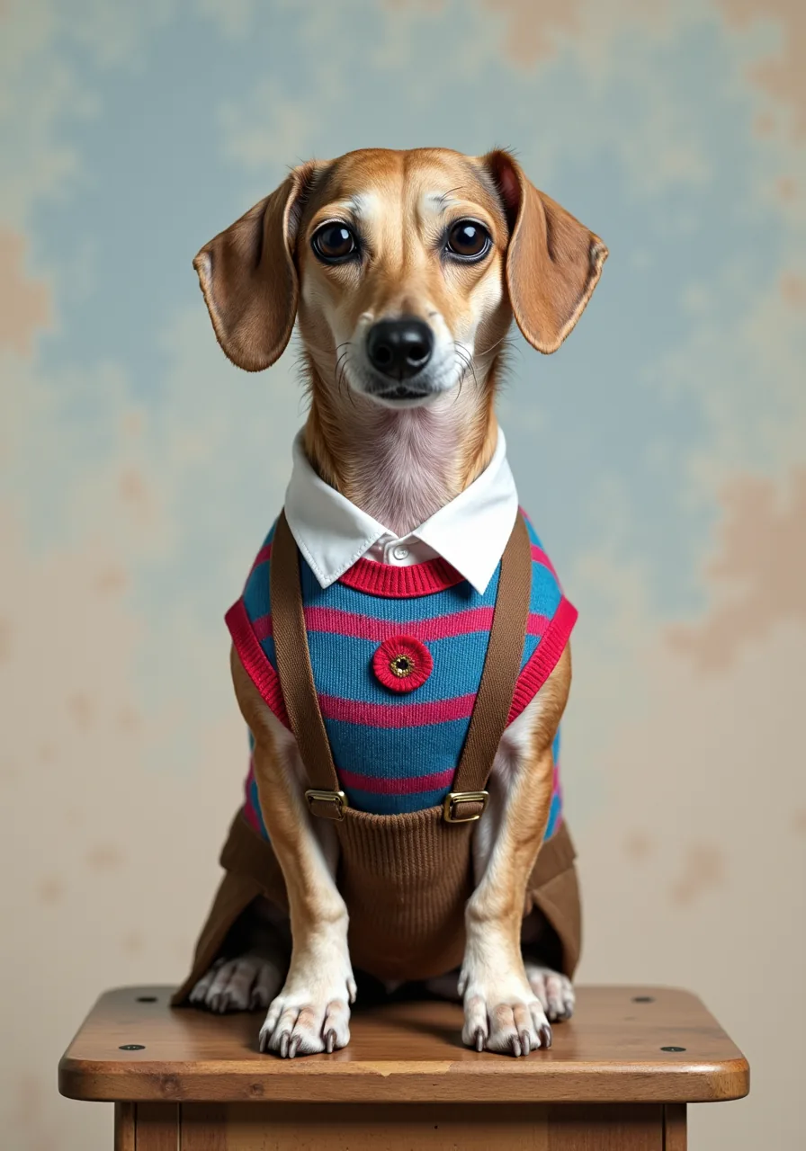 AI-generated retro dog profile portrait made with Dress Up My Pet