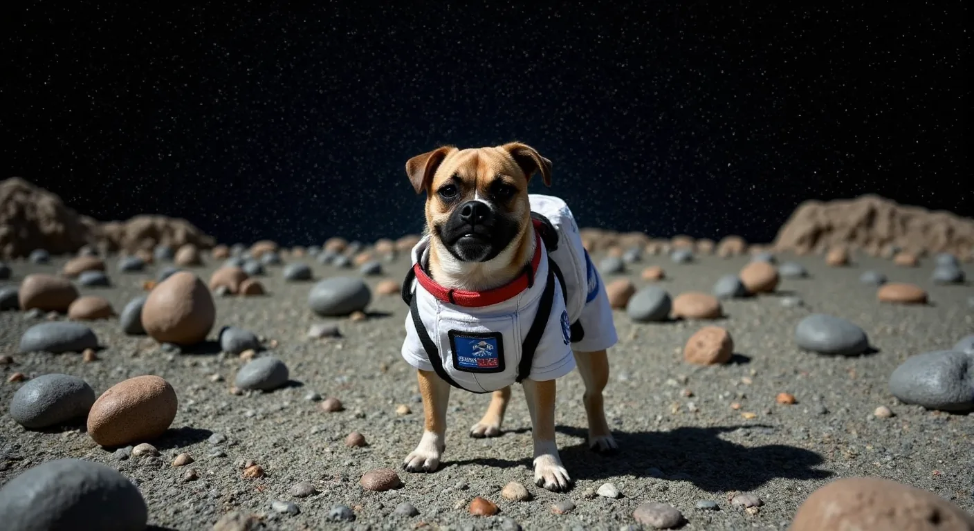 AI-generated astronaut pug photo made with Dress Up My Pet