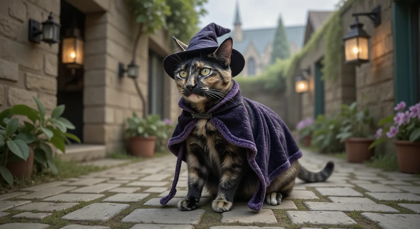 AI-generated wizard cat portrait made with Dress Up My Pet