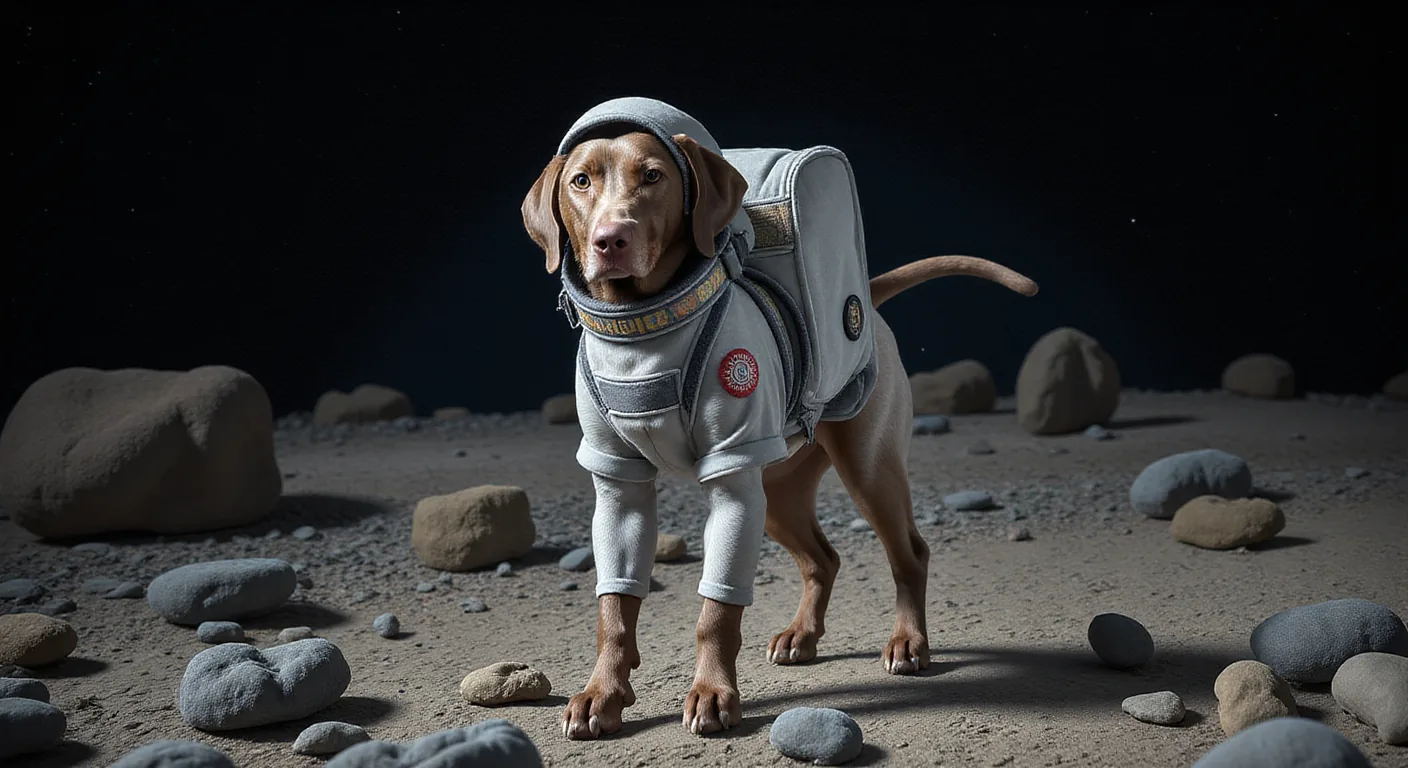 AI-generated astronaut dog portrait made with Dress Up My Pet