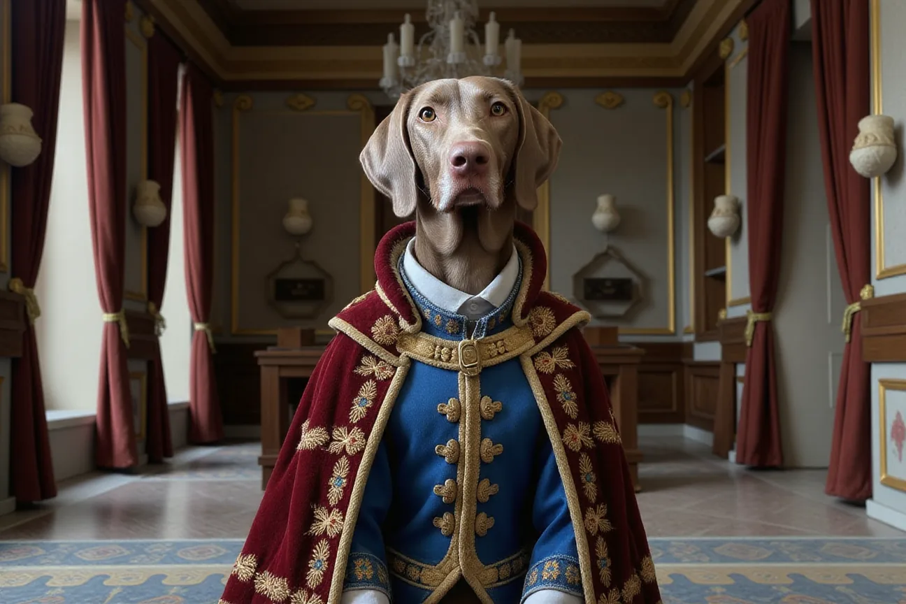 AI-generated royal dog portrait made with Dress Up My Pet