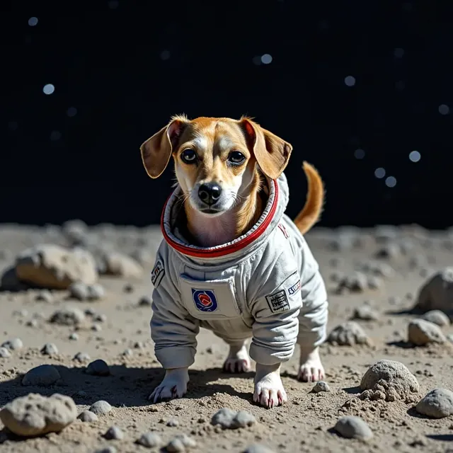 Olive the real dog turned into an astronaut portrait