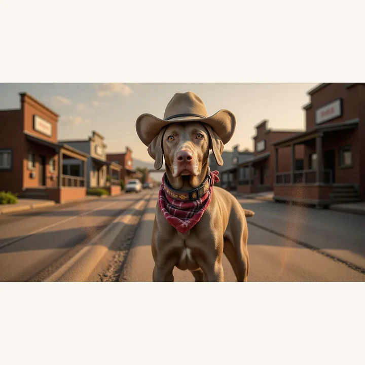 Real dog turned into a costume character portrait