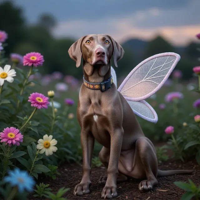 Real pet turned into a fairy costume portrait